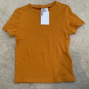 Mustard yellow ribbed crop top!